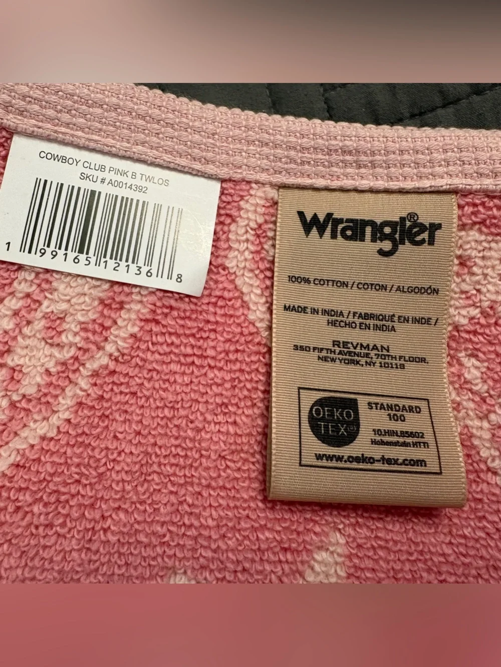 Wrangler Horseshoe Bath Towel Set of 2 & Hand Towels Pink Cowboy Western NWT